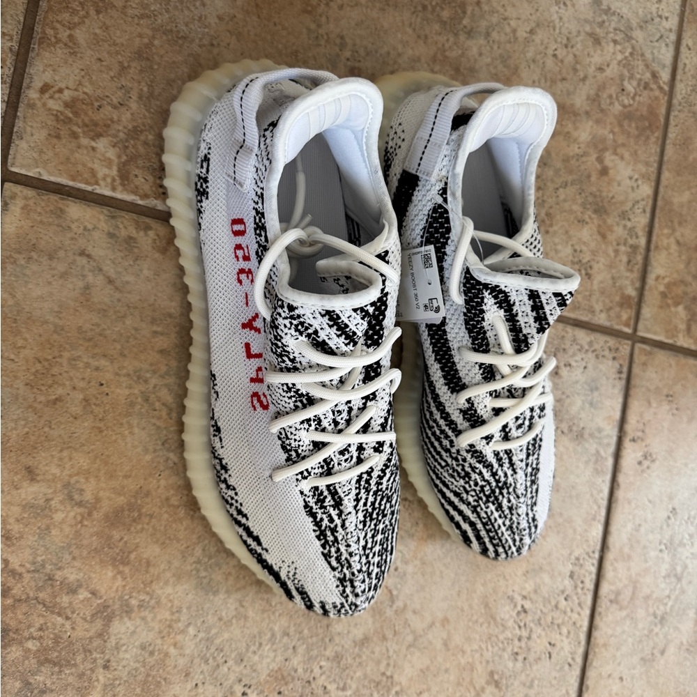 Yeezy Zebra Black White Red Sneakers
